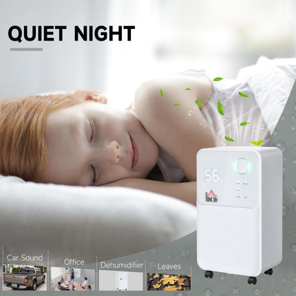 12L/Day Portable Quiet Electric Dehumidifier with 4 Modes 2000ML for Home Laundry Bedroom Basement - White