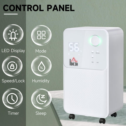 12L/Day Portable Quiet Electric Dehumidifier with 4 Modes 2000ML for Home Laundry Bedroom Basement - White