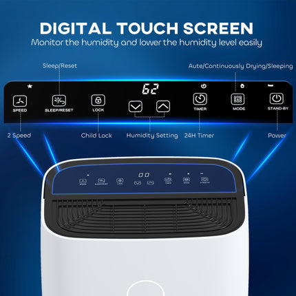 20L/Day Portable Quiet Electric Dehumidifier with 4L Tank and 3 Modes for Home - White