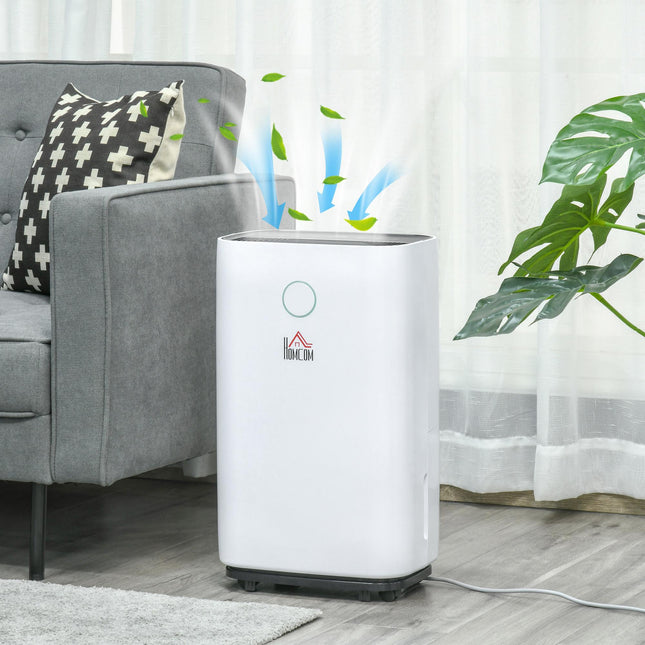 16L/Day Portable Quiet Electric Dehumidifier with 4L Tank, 3 Modes for Home Laundry Bedroom Basement - White