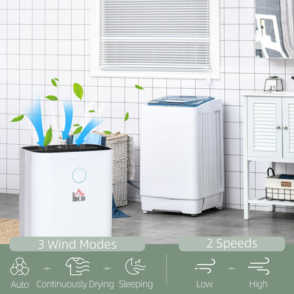 16L/Day Portable Quiet Electric Dehumidifier with 4L Tank, 3 Modes for Home Laundry Bedroom Basement - White