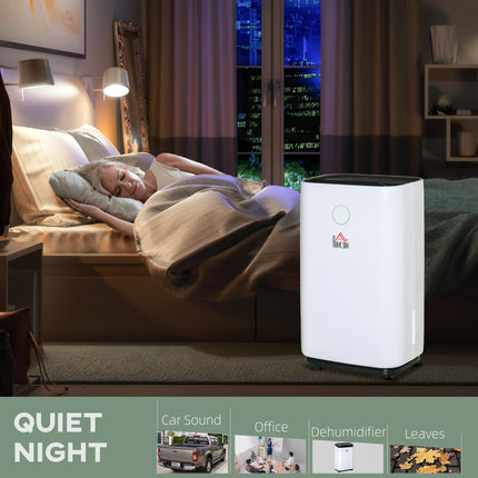 16L/Day Portable Quiet Electric Dehumidifier with 4L Tank, 3 Modes for Home Laundry Bedroom Basement - White