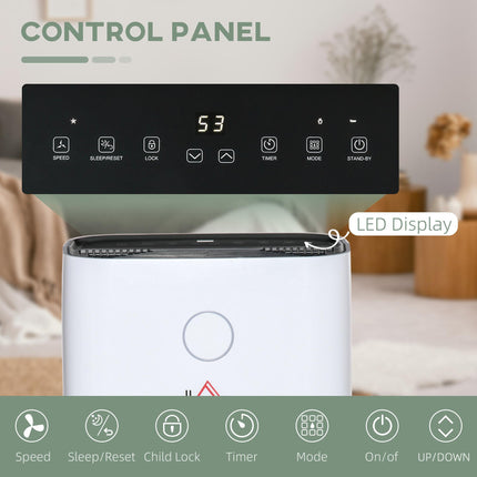 16L/Day Portable Quiet Electric Dehumidifier with 4L Tank, 3 Modes for Home Laundry Bedroom Basement - White