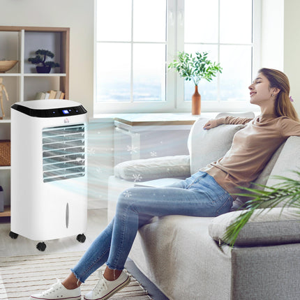 Portable Evaporative Air Cooler with Remote Control and 10L Tank - White