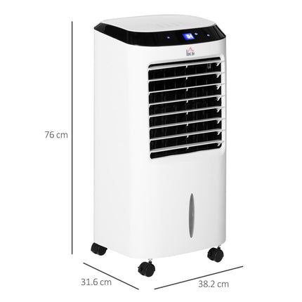 Portable Evaporative Air Cooler with Remote Control and 10L Tank - White