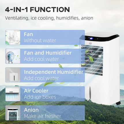 Portable Evaporative Air Cooler with Remote Control and 10L Tank - White