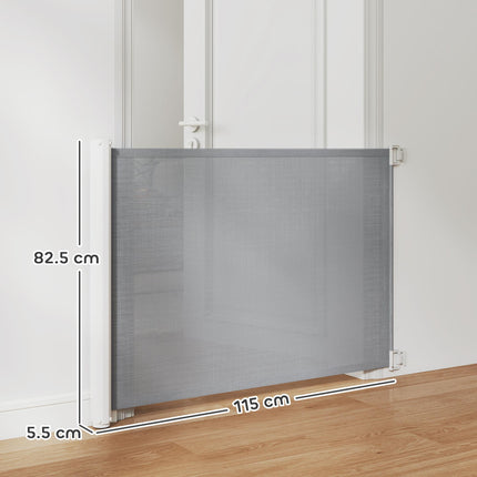 Retractable Safety Gate Dog Pet Barrier 115cm x 82.5cm - Grey
