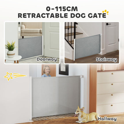 Retractable Safety Gate Dog Pet Barrier 115cm x 82.5cm - Grey