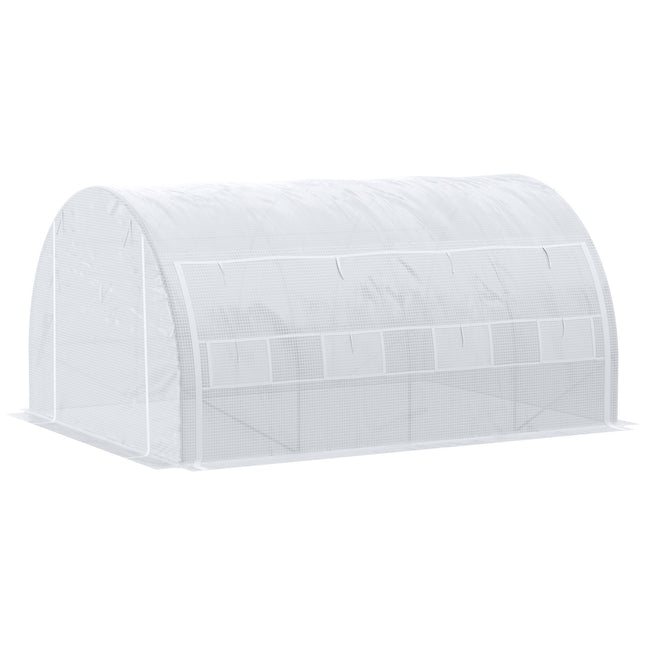 4 x 3 x 2 Metre Polytunnel Greenhouse with Steel Frame and Reinforced Cover - White