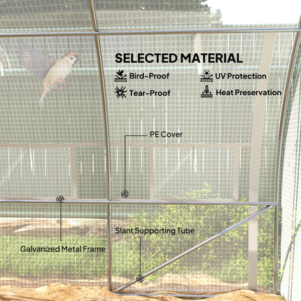 4 x 3 x 2 Metre Polytunnel Greenhouse with Steel Frame and Reinforced Cover - White