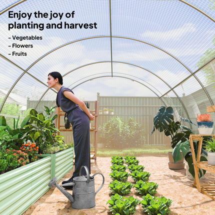 4 x 3 x 2 Metre Polytunnel Greenhouse with Steel Frame and Reinforced Cover - White