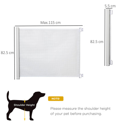 Retractable Dog Stair Gate 115 x 82.5 cm for Doorway, Hallway - White