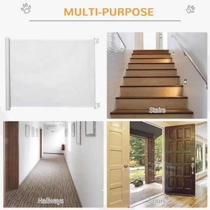 Retractable Dog Stair Gate 115 x 82.5 cm for Doorway, Hallway - White