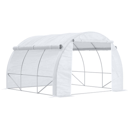 3 x 3 x 2m Walk-In Polytunnel Greenhouse with Galvanised Steel Frame - White