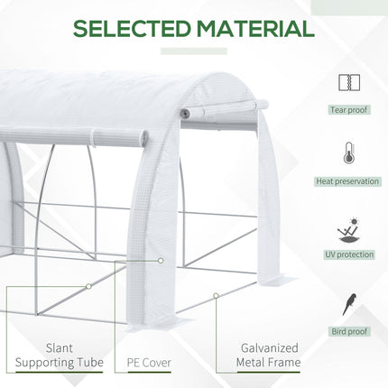 3 x 3 x 2m Walk-In Polytunnel Greenhouse with Galvanised Steel Frame - White