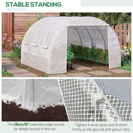 3 x 3 x 2m Walk-In Polytunnel Greenhouse with Galvanised Steel Frame - White
