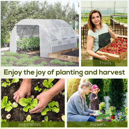 3 x 3 x 2m Walk-In Polytunnel Greenhouse with Galvanised Steel Frame - White