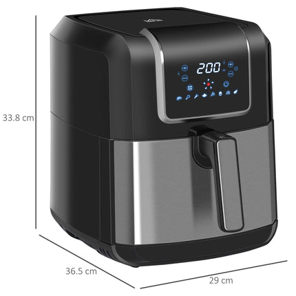 6.5L Digital Air Fryer Oven with Adjustable Temperature Control - Black