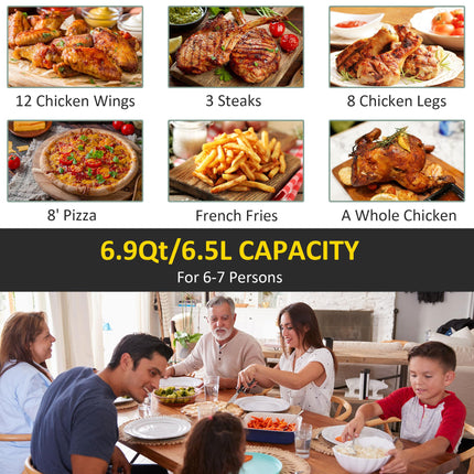 6.5L Digital Air Fryer Oven with Adjustable Temperature Control - Black