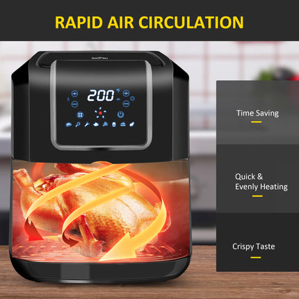 6.5L Digital Air Fryer Oven with Adjustable Temperature Control - Black