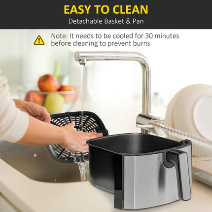 6.5L Digital Air Fryer Oven with Adjustable Temperature Control - Black