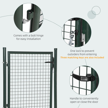 Green Steel Garden Gate with Lock and 3 Keys 97 x 150cm, Green