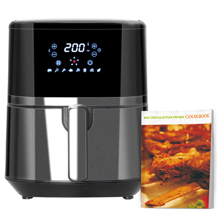 4.5L Digital Air Fryer with Adjustable Temperature & Timer - Black
