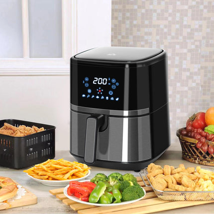 4.5L Digital Air Fryer with Adjustable Temperature & Timer - Black