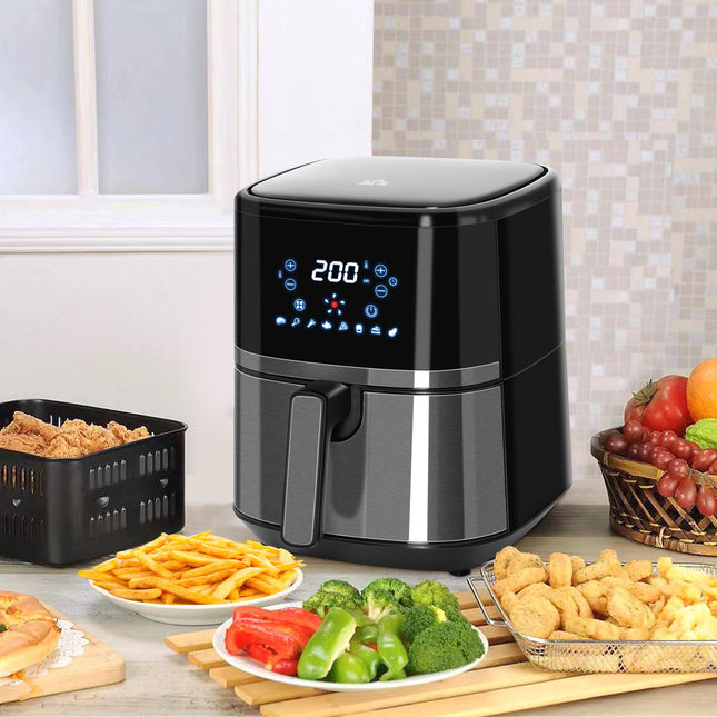 4.5L Digital Air Fryer with Adjustable Temperature & Timer - Black