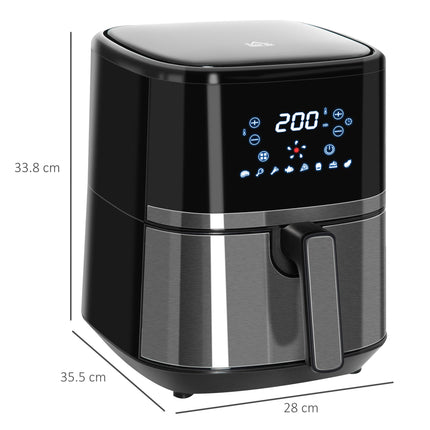 4.5L Digital Air Fryer with Adjustable Temperature & Timer - Black
