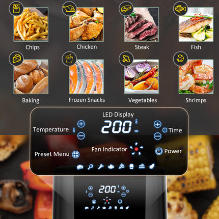4.5L Digital Air Fryer with Adjustable Temperature & Timer - Black