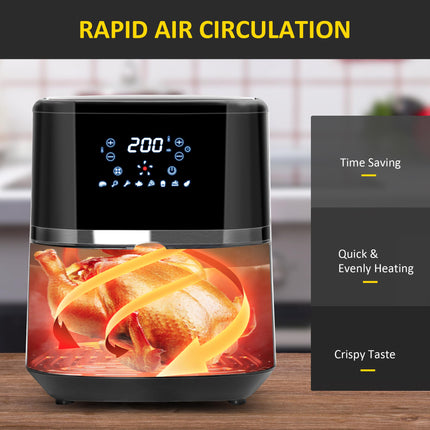 4.5L Digital Air Fryer with Adjustable Temperature & Timer - Black