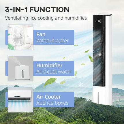 42 Inch Portable Air Cooler and Humidifier with Remote Control - White