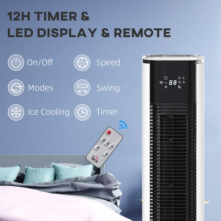 42 Inch Portable Air Cooler and Humidifier with Remote Control - White