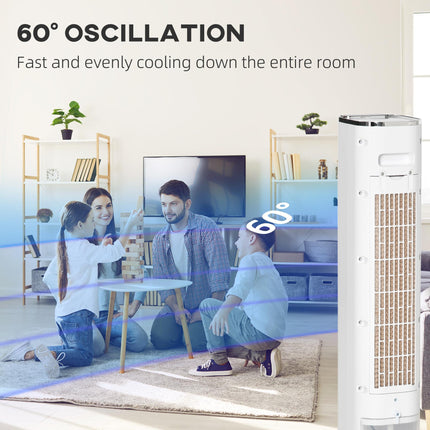 42 Inch Portable Air Cooler and Humidifier with Remote Control - White