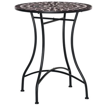 Φ60cm Mosaic Outdoor Patio Table with Ceramic Top - Black