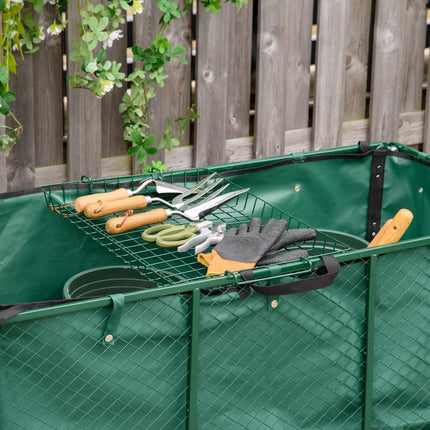 Large Heavy Duty 4 Wheel Garden Trolley Cart with Metal Frame - Green