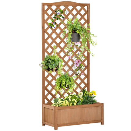 Wooden Garden Planter Box with Trellis Raised Bed 76x36x170 cm - Brown