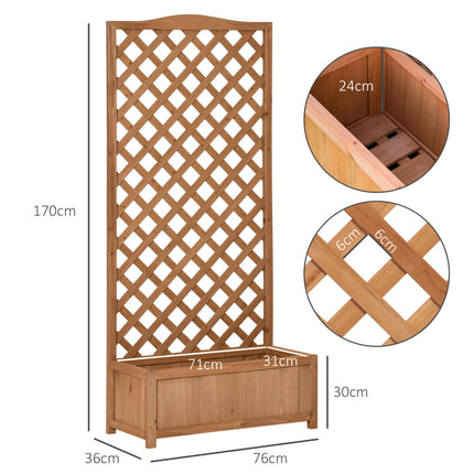 Wooden Garden Planter Box with Trellis Raised Bed 76x36x170 cm - Brown