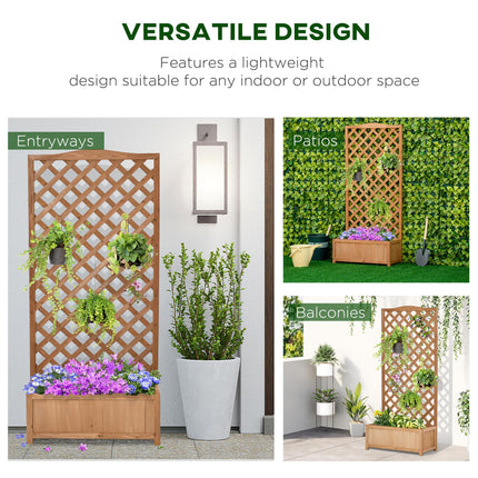 Wooden Garden Planter Box with Trellis Raised Bed 76x36x170 cm - Brown
