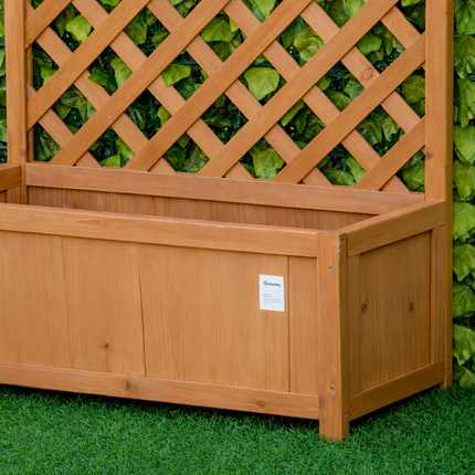 Wooden Garden Planter Box with Trellis Raised Bed 76x36x170 cm - Brown