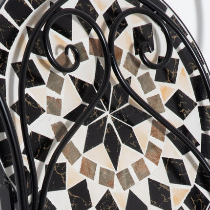 3 Piece Outdoor Mosaic Tile Bistro Set with Metal Frame - Black