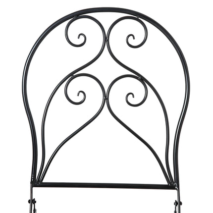 3 Piece Outdoor Mosaic Tile Bistro Set with Metal Frame - Black