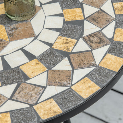60cm Mosaic Outdoor Patio Table with Ceramic Top - Grey