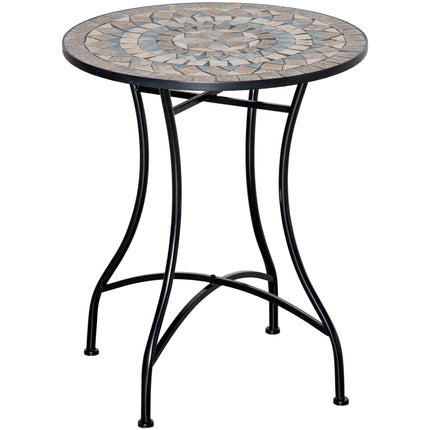 Φ60cm Mosaic Outdoor Patio Table with Ceramic Top - Green