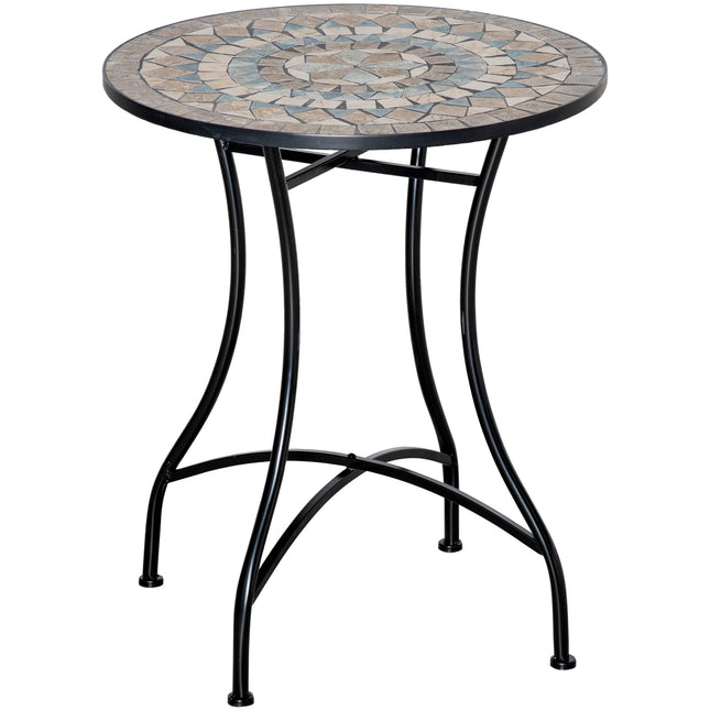 Φ60cm Mosaic Outdoor Patio Table with Ceramic Top - Green