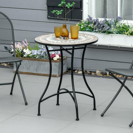 Φ60cm Mosaic Outdoor Patio Table with Ceramic Top - Green