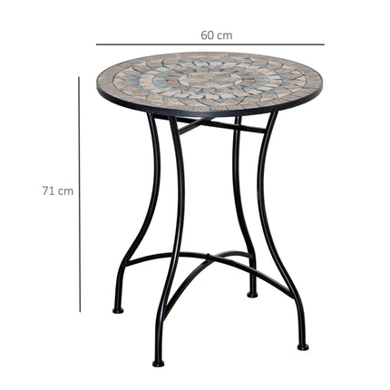 Φ60cm Mosaic Outdoor Patio Table with Ceramic Top - Green