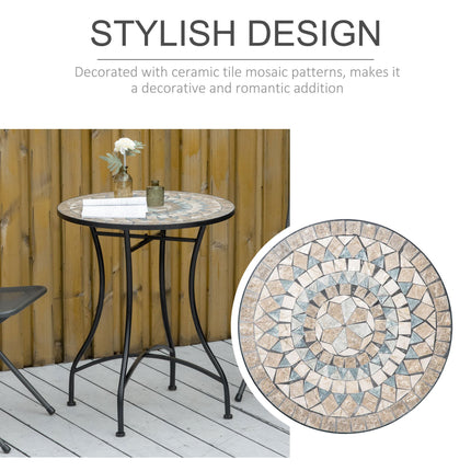 Φ60cm Mosaic Outdoor Patio Table with Ceramic Top - Green