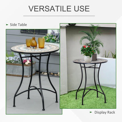 Φ60cm Mosaic Outdoor Patio Table with Ceramic Top - Green